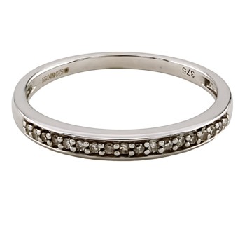 9ct white gold diamond half eternity Ring size O